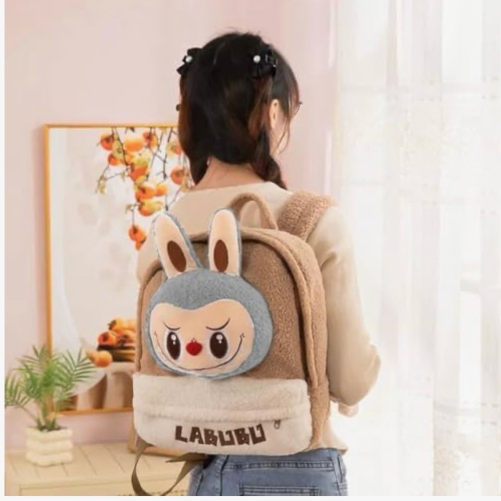 LABUBU Tan and Gray Women's Backpack